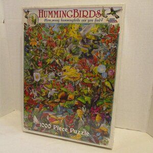 Hummingbirds NEW Large Black Red White Green 1000 Piece Vintage 2005 Puzzle